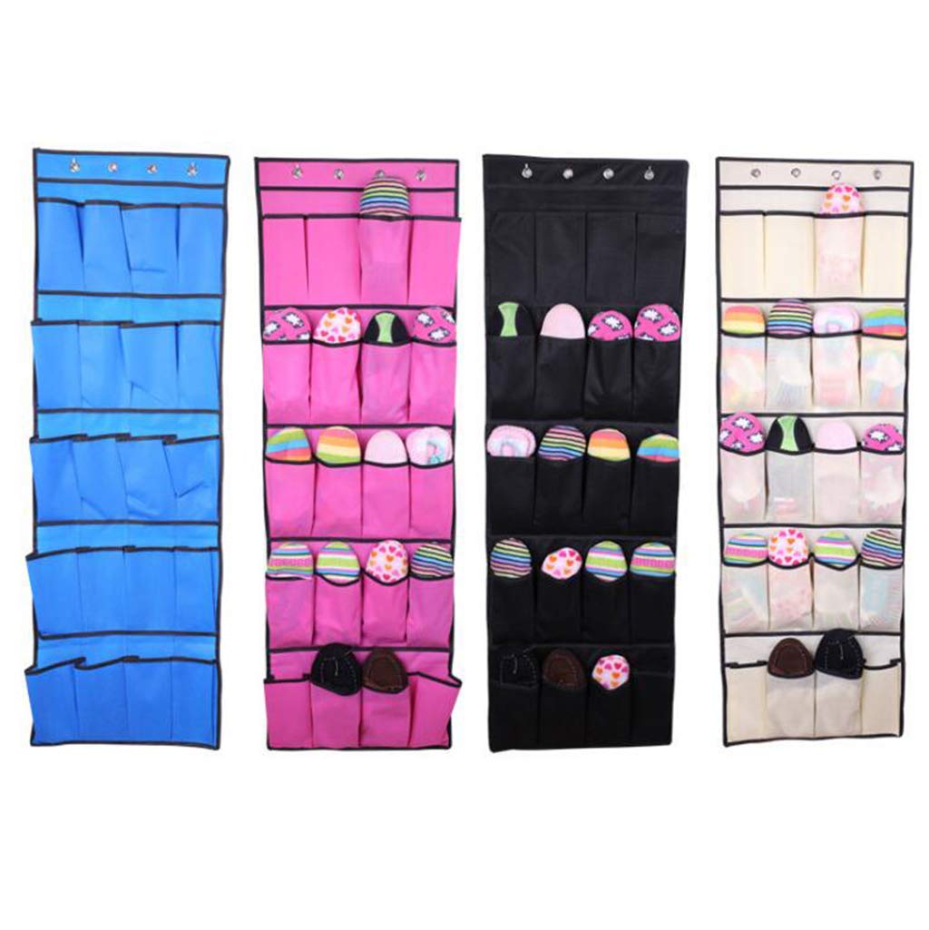 LEOFANS 20 Pockets Door Hanging Shoe Organiser Storage Rack Bag Box Wardrobe Hook (Rosered)