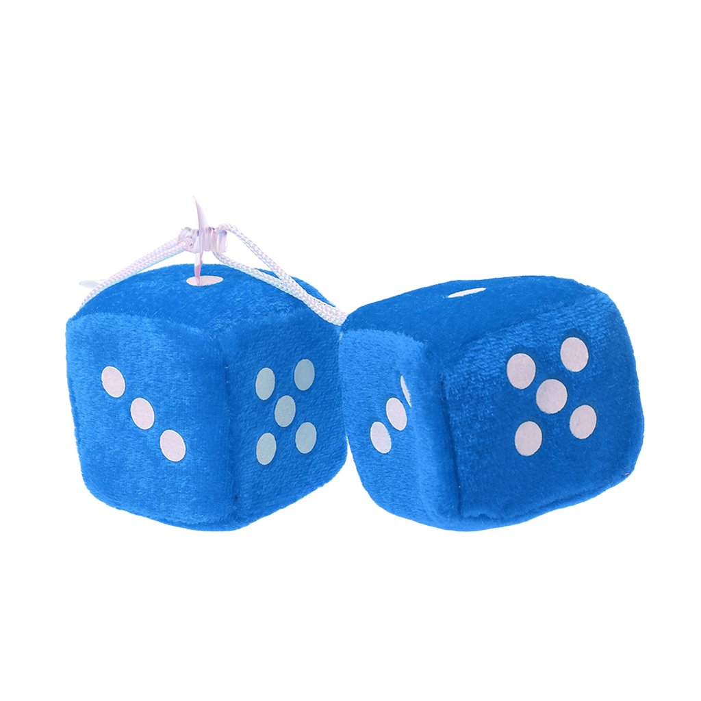Fluffys Dice for Car, Green Accessories, Furry Dice for Car, Soft Fuzzy Hanging Ornaments, Multi Colors, Stylish Decoration for Rear View 6x6x6cm