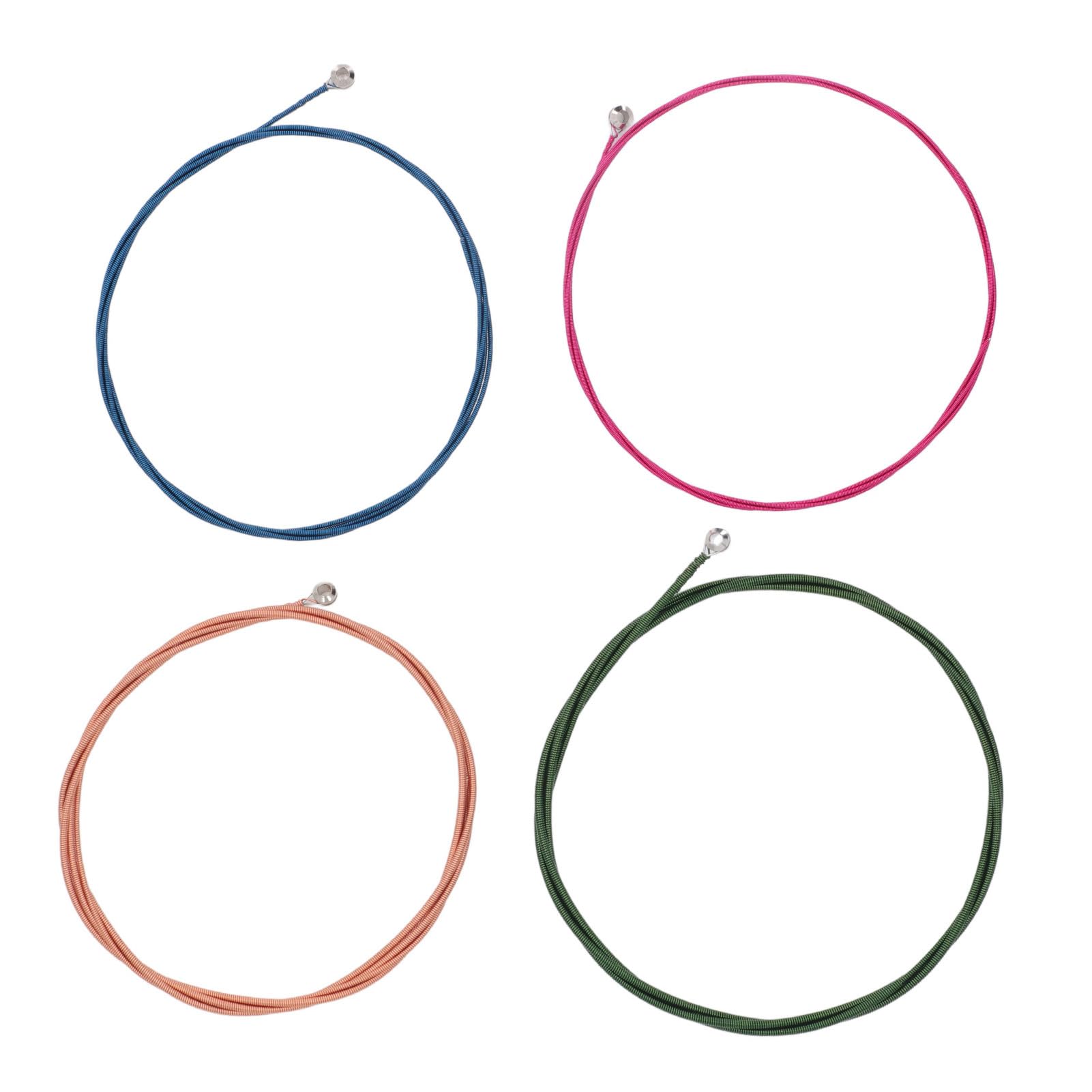 4 Pcs Colorful Bass String Set Bright Sound Metal Electric Bass Guitar Strings 0.045in, 0.059in, 0.082in, 0.093in