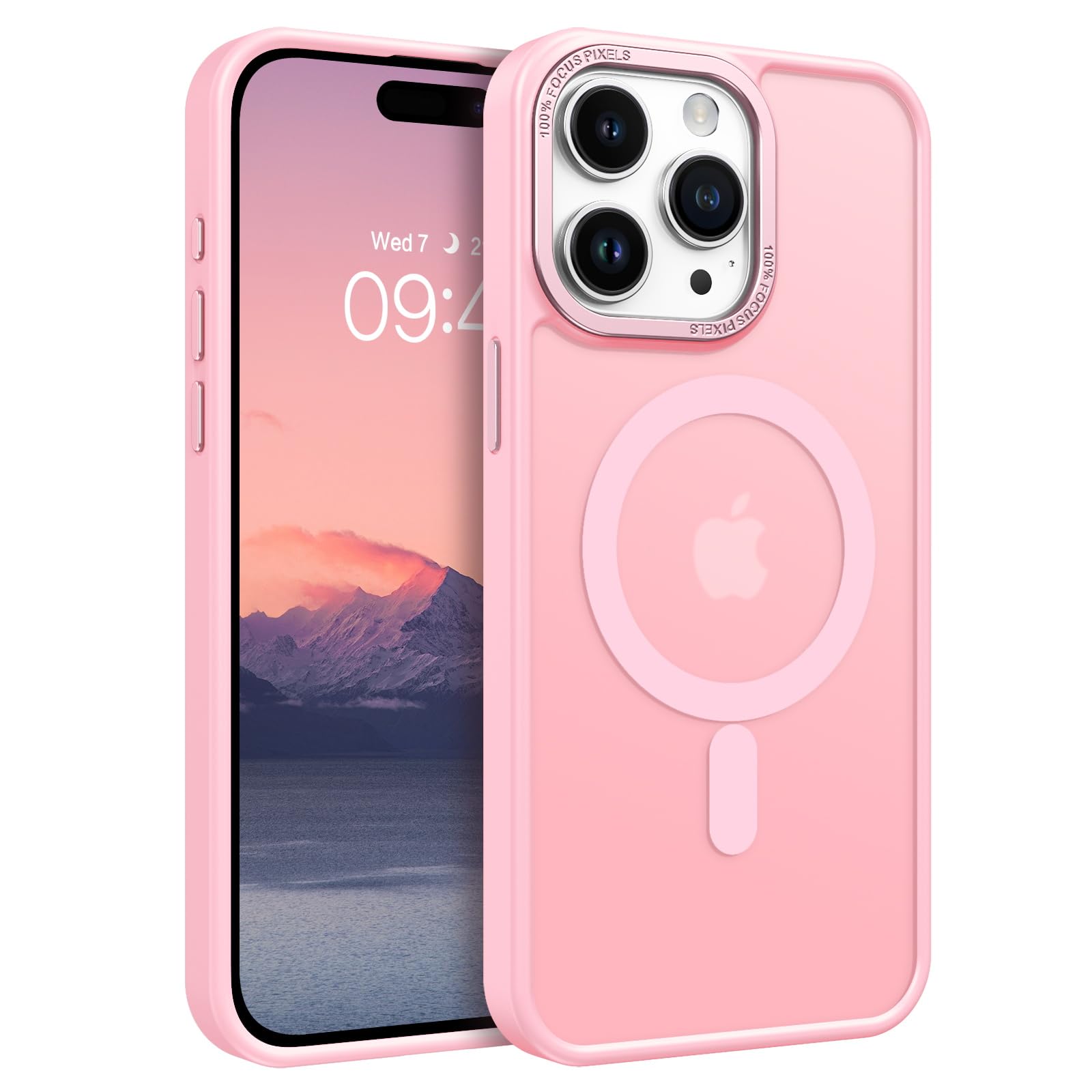 GaoBao für iPhone 15 Pro Max Hülle, Handyhülle iPhone 15ProMax [Kompatibel mit MagSafe] Durchscheinende Matte Magnetische Stoßfeste Anti-Fingerabdruck Hülle für iPhone 15 Pro Max Case, Hell Pink