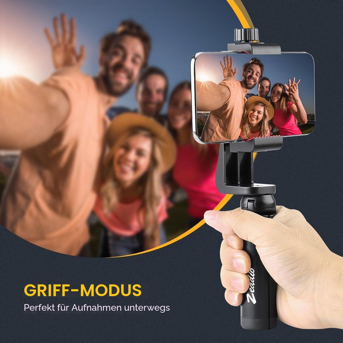Zeadio Metallischer Mini-Stativ, kompakter Tischstativ für Smooth 4, Osmo Mobile, Vimble 2, Gimbal Griff Stabilisator und alle Kameras