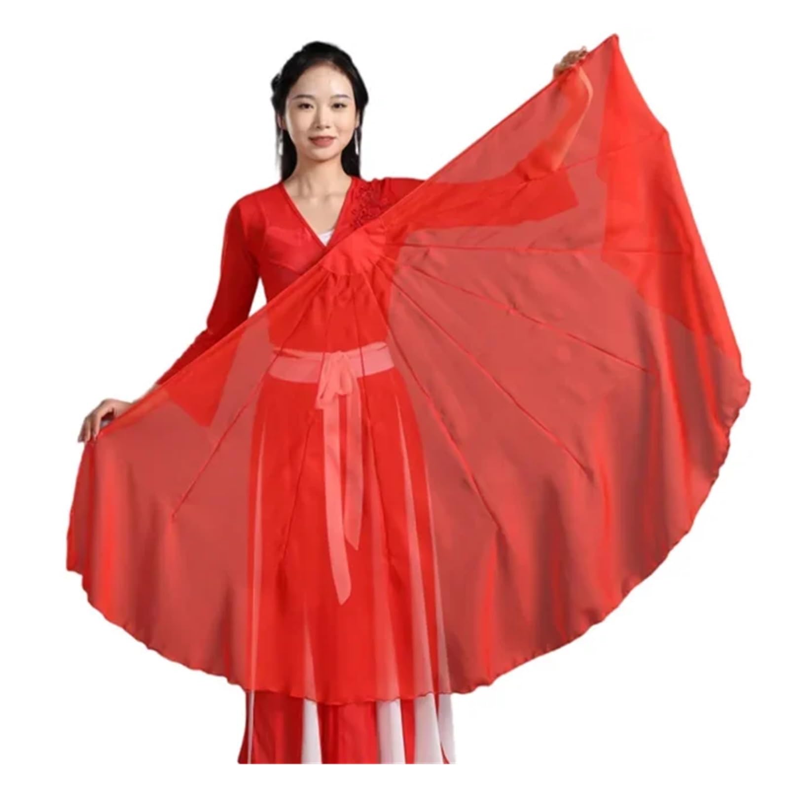 BGHYJKOL Silk Fans Fishbone Fan Veil Cartilage Big Size Flowy Dance Props Stage Performance Event Show Costume(Color 1,85cm)