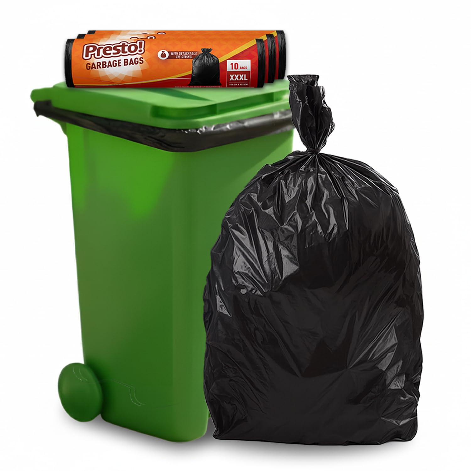 Amazon Brand - Presto! Garbage Bags | XXXL | 30 Count | 10 Bags x 3 Rolls | 42 x 48 In | For Dry & Wet Waste | Black-image-43