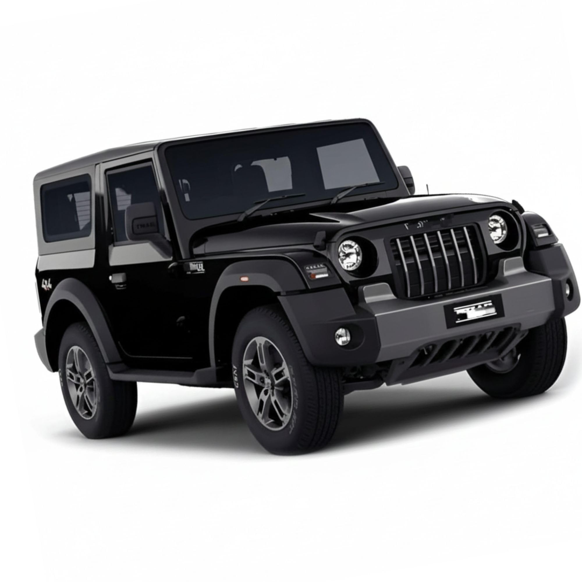 Mahindra Thar 4x4 Jeep Toy Car 1:32 Scale Die Cast Metal SUV Model with Pull Back Action Rubber Tyres Openable Doors Miniature Collectible (Black) by RMR Jaihind EP