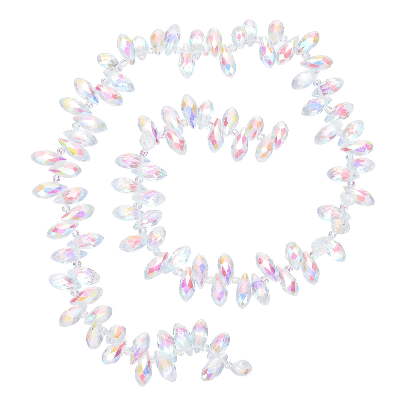 PATIKIL 2 Strands 180-190Pcs Teardrop Crystal Beads, 12x6mm Faceted Teardrop Briolette Horizontal Glass Beads Loose Bead for Bracelet Jewelry Making, Crystal AB