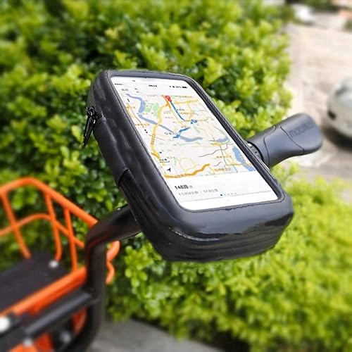Miniatura 6 de Soporte universal para teléfono móvil, impermeable, para motocicleta, con cubierta de lluvia, rotación de 360 , soporte para espejo retrovisor de