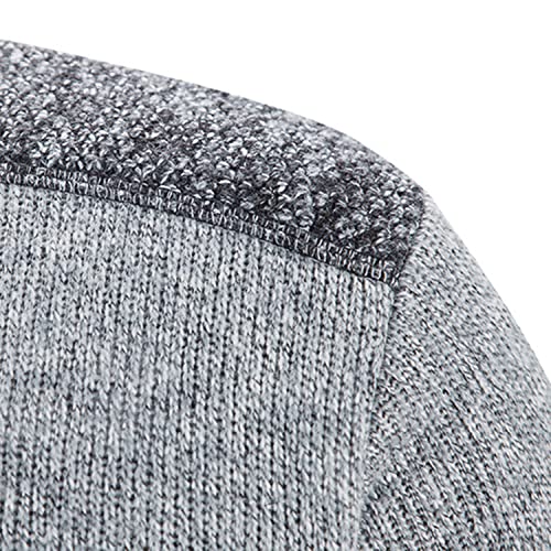 Image of Lu's Chic Men's Long Sleeve Cardigan Sweater Thermal Slim Fit Full Zip Quilted Jacket Business Casual Knit Coats Pocket