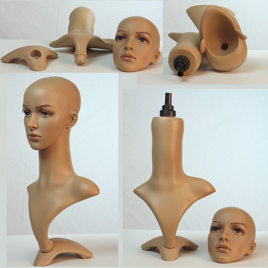 FD-2 Frauen Deko-Kopf in Hautfarben. Gesicht, Perücken Kopf schick modern weibliche Schaufensterpuppen Female