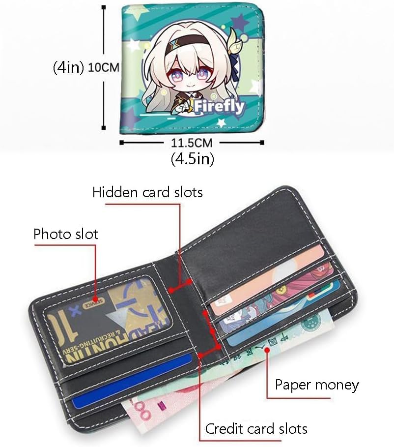 Cute Sunday/Robin Wallets Honkai Star Rail Firefly Fugue PU Leather Mini Coin Purses with Multiple Card Slots (Wallets8)3