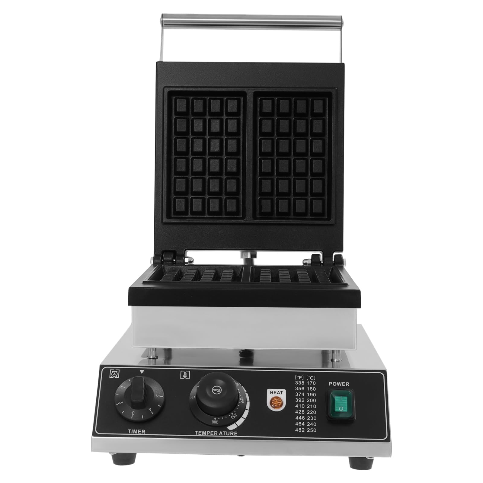 1750W/2000W Waffelbereiter 4-Fach/2-Fach Waffelmaschine mit Antihaftbeschichtung, Timer & Temperaturregler Professionelles Waffelmaschine für Gastronomie & Haushaltsküchen (2er-Backform)
