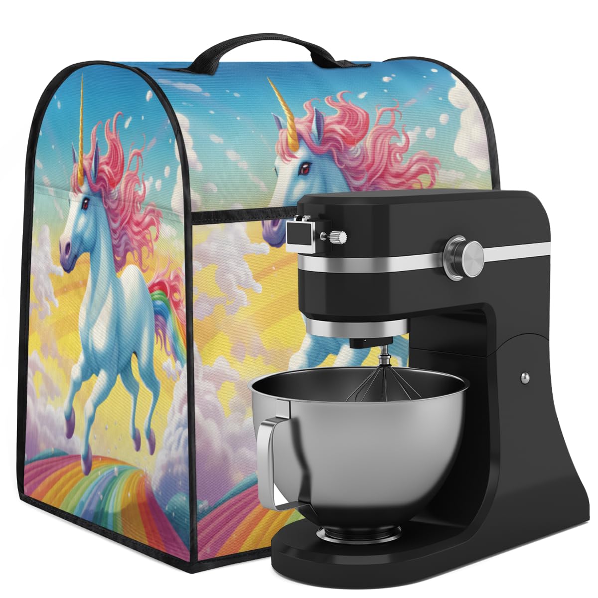 Coffee Maker Cover Rainbow Unicorn Animal Kitchen Appliance Covers Small Appliance Covers Blender Cover Juicer Cover Dust Covers for Kitchen Appliances with Top Handle and Pockets,Washable,B300