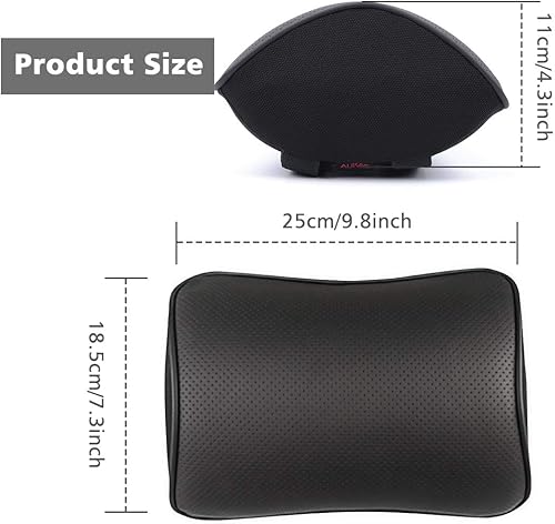 Miniatura 8 de au-kee - Almohada suave para el cuello, cojín de espuma viscoelástica de cuero y cojín con correa ajustable para silla de coche, soporte lumbar y
