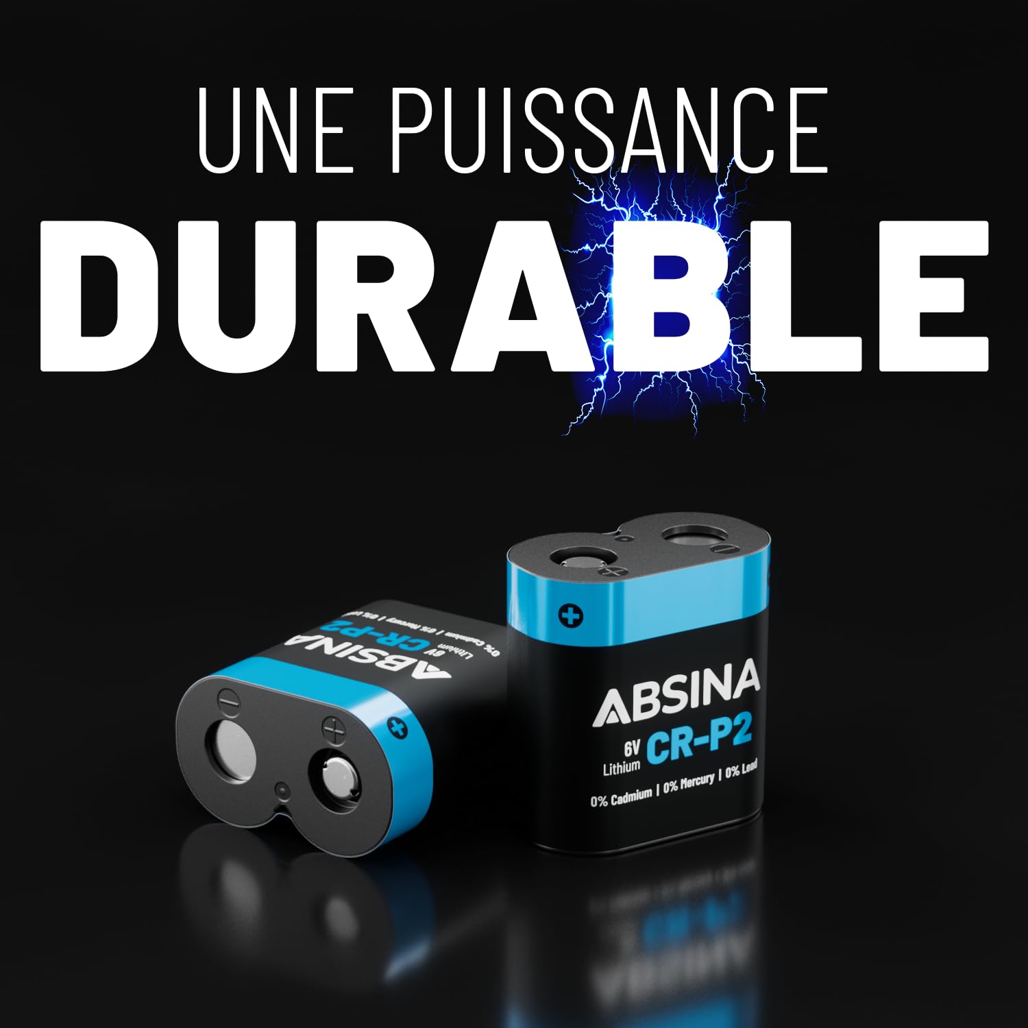 ABSINA 5X Pile CRP2 Lithium 6V - Pile CR P2 pour Distributeur, Appareil Photo, Flash, détecteur de Mouvement & Plus - Anti-Fuite, Longue Conservation - CR-P2 Piles 6V