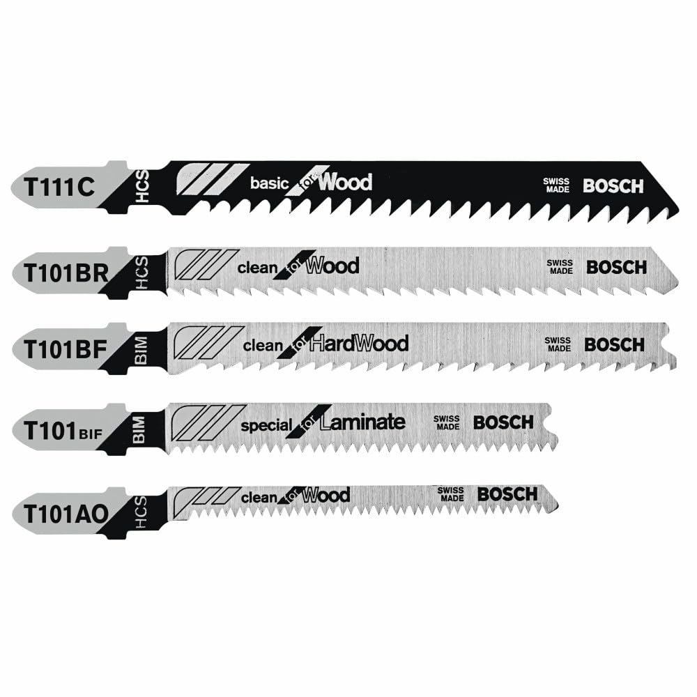 Bosch TPW005 5 pc. Pro-Wood T-Shank Jig Saw Blade Set