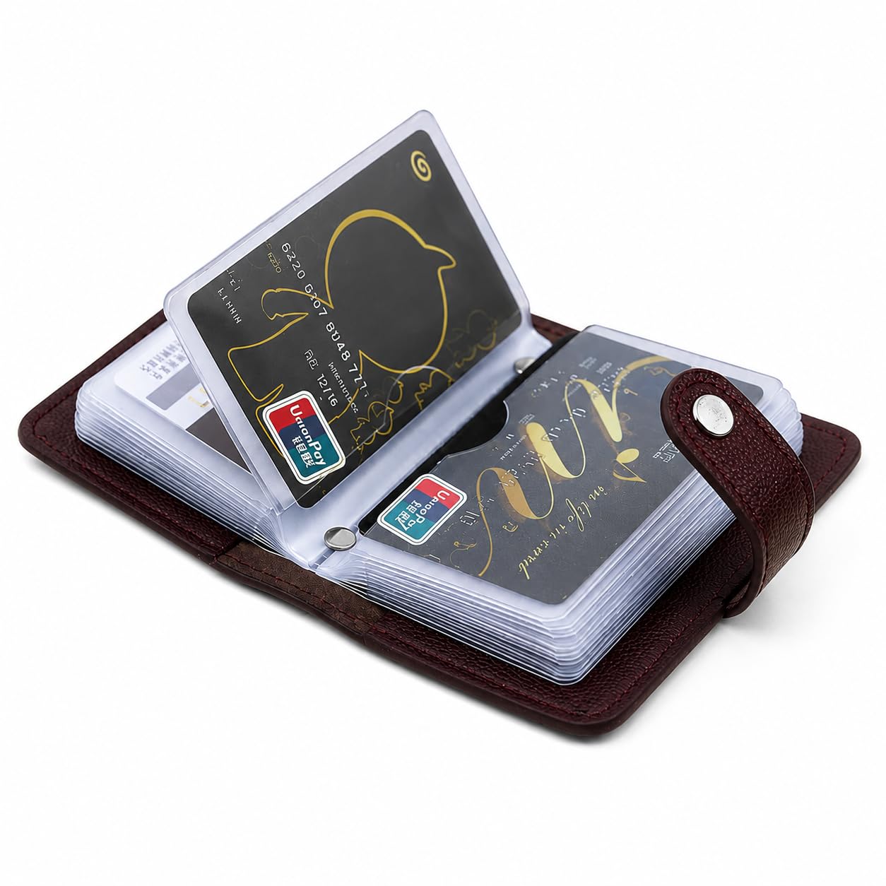 28 Slot Card Holder Wallet for Men & Women | Premium PU Leather Credit/Debit/ATM/ID & Visiting Card Organizer with Cash Pocket (Color-Brown)-image-30