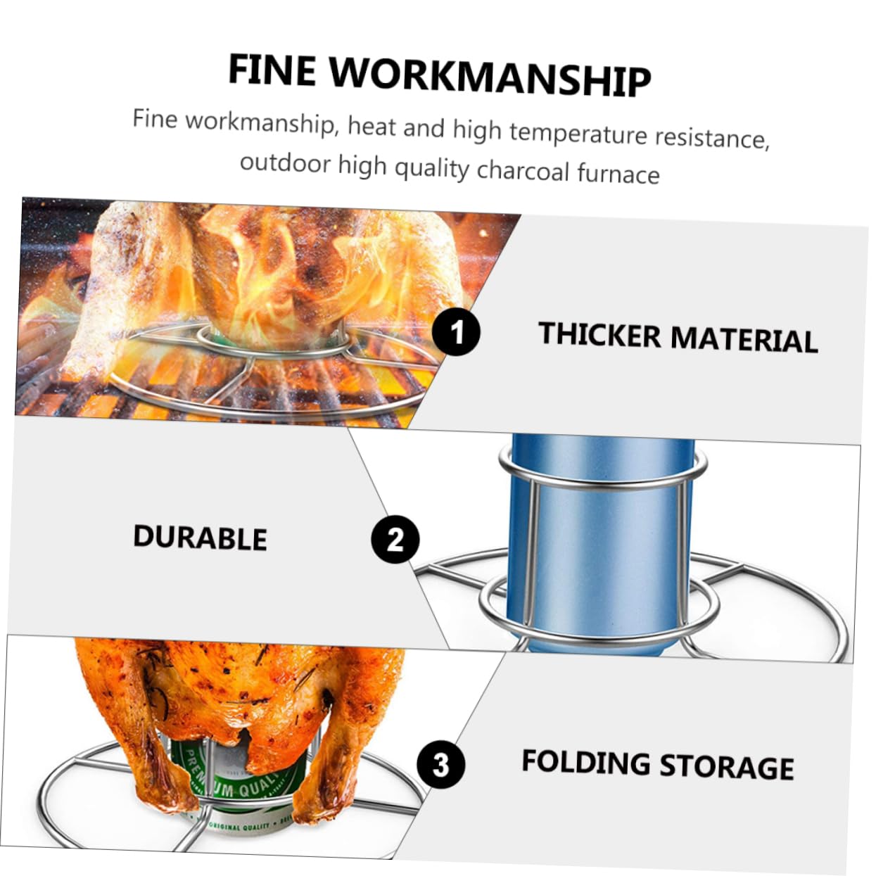 Toddmomy 2pezzi Acciaio Inox per Pollo Supporto Rotondo per Birra per Arrostire Pollo in Modo Uniforme Pratica per Barbecue e Cottura