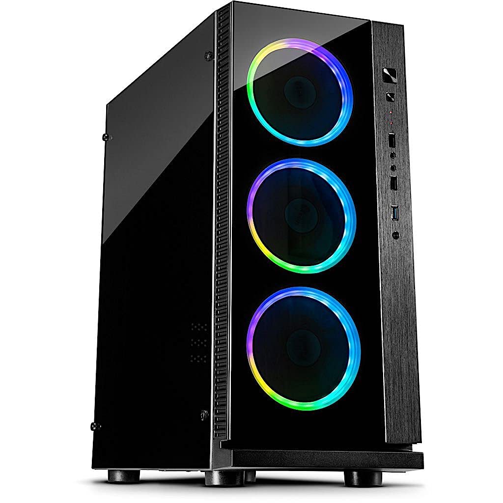 Midi INTER TECH W-III RGB Tower black | RGB Beleuchtung mit Fernbedienung