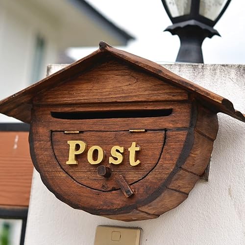 Miniatura 3 de Buzón de madera maciza buzón de villa europea para exteriores impermeable buzón creativo para recibir correo en la entrada de The Garden Villa