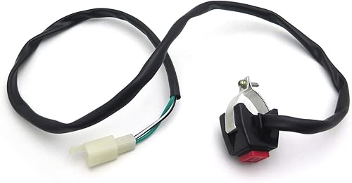 Miniatura 8 de HTT MT XH1700D-003 Universal Rojo 78 pulgadas Manillar Motor Stop Buttom Kill Cut Off Stop Interruptor de uso en motocicletas, ATV, scooters, motos