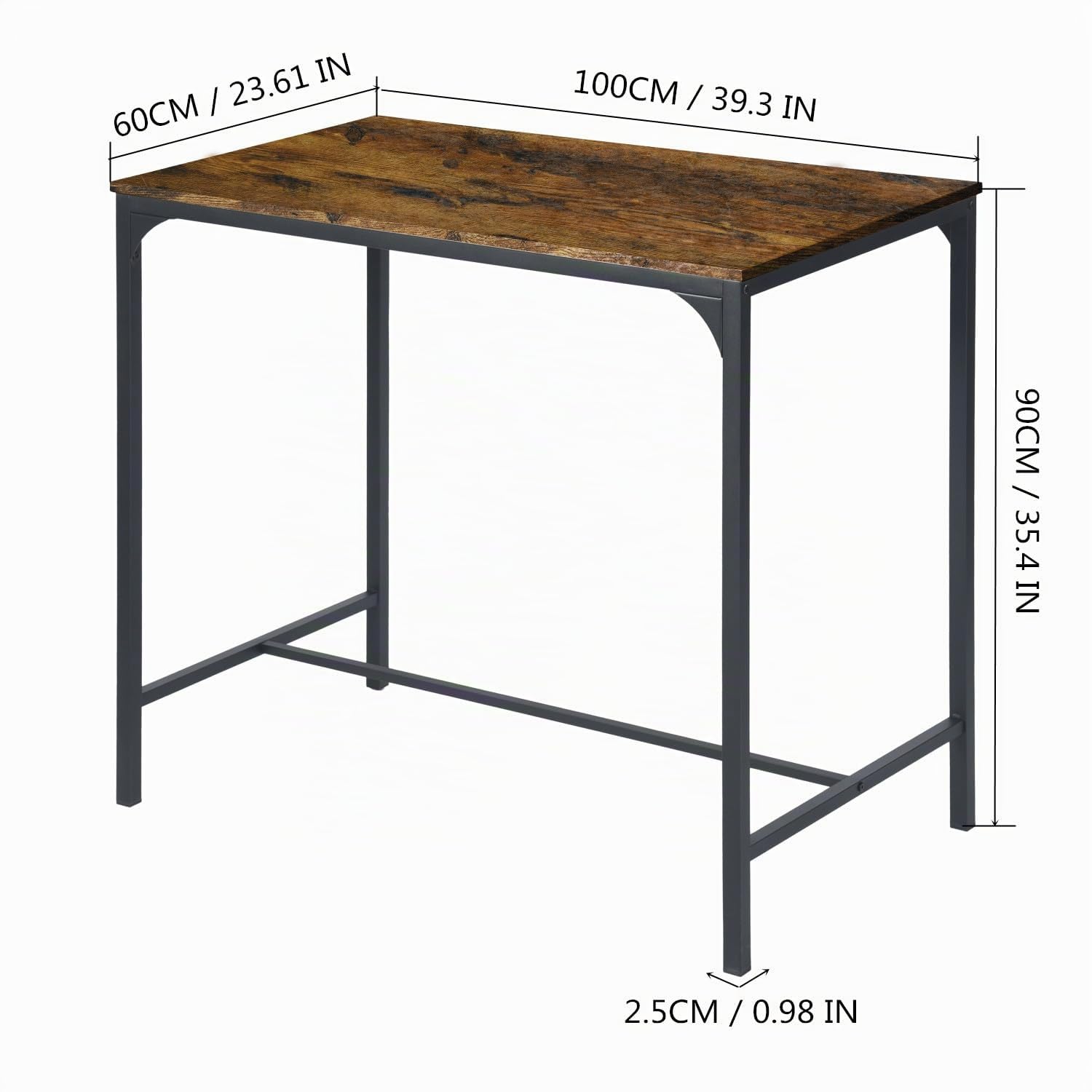 Juego de mesa de comedor y silla, mesa de bar con 4 sillas, cocina, salón, mostrador de bar, estructura de acero, diseño industrial, mesa de bar 100 x 60 x 90 cm, silla de bar 30 x 40 x 65 cm,