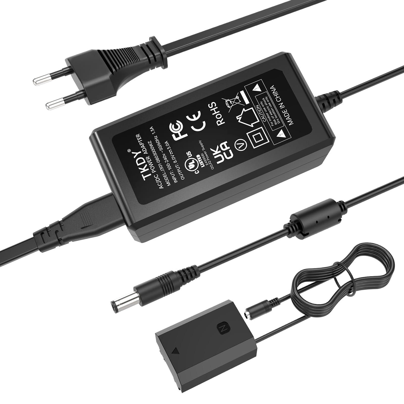 NP-FZ100 - Adattatore di alimentazione a batteria fittizio per Sony FX3/A7S III/A7 IV/A7R V/A1/A9 II/FX30/A6700/ZV-E1/ZV-E10 II - Alimentatore di rete continua per studio live streaming e scatti a