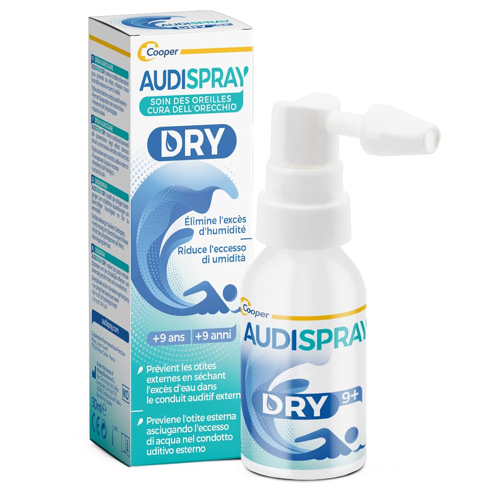 AUDISPRAY DRY Ear Spray, Humidity, Relieves Stuffy Ear Discomfort or Hearing Impairment from Contact with Water, 30 ml, Suitable for Ages 9 and Up