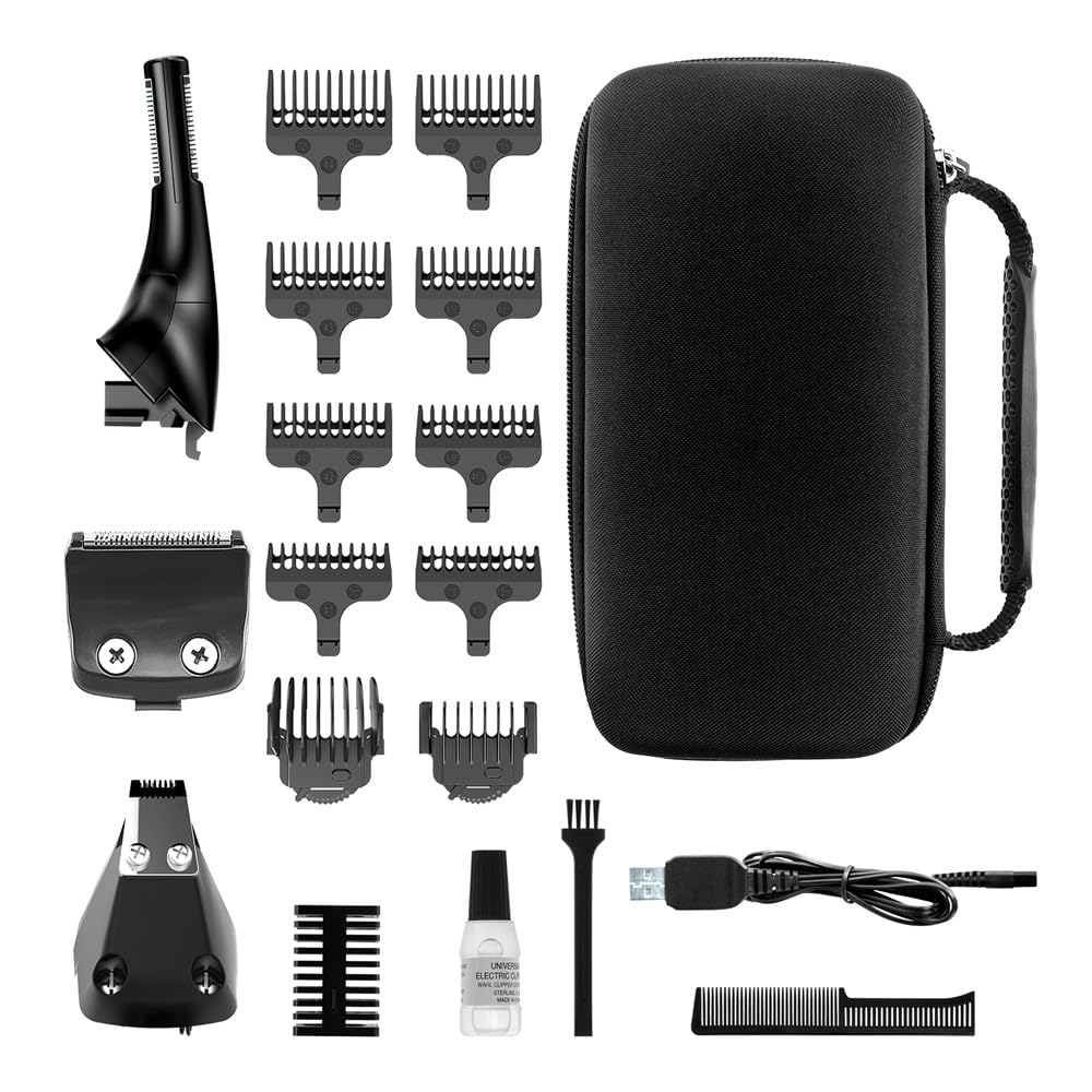WAHL Manscaper Toolbox, multigroomer, regolabarba, tagliacapelli, alimentazione al litio, ricarica USB, pettini guida, ricaricabile, nero