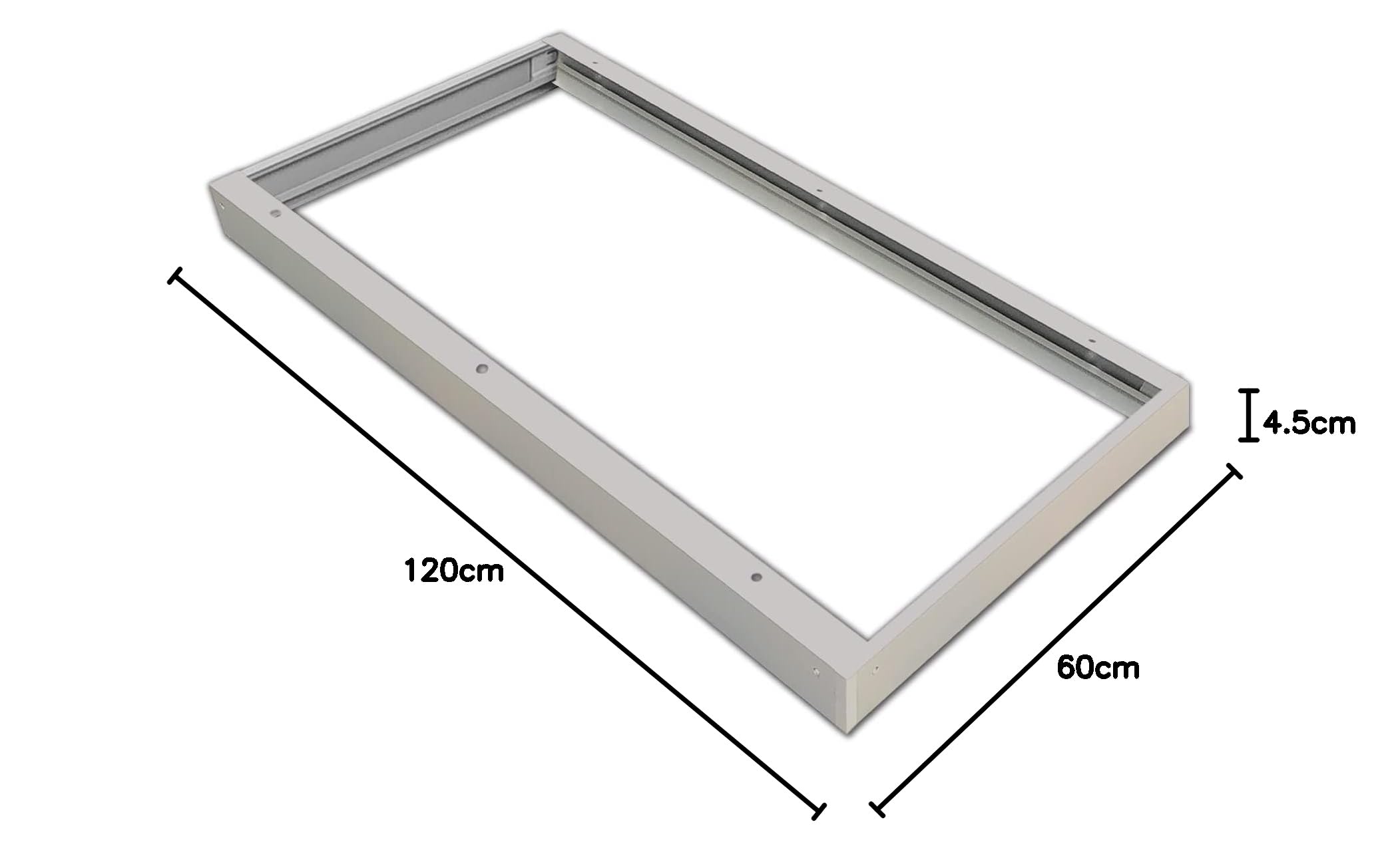 LED ATOMANT Soporte de Superficie para convertir Panel slim 120x60cm. Color Marco blanco. Fabricado en Aluminio. Kit para Techos. Convertir panel led empotrar en superficie facilmente.
