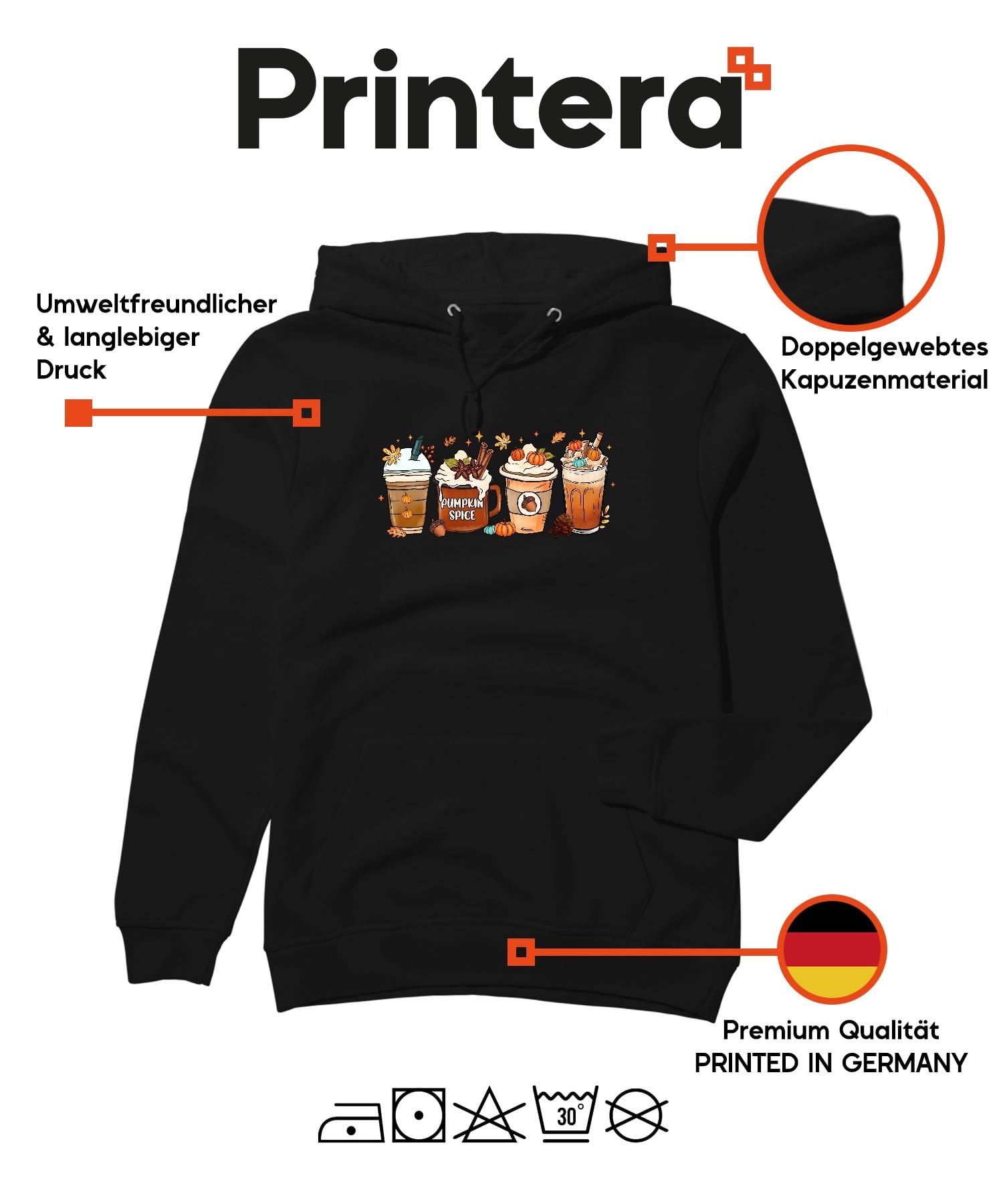 Pumpkin Spice Latte jesień kawa przyprawa do dyni laski cynamonowe unisex bluza z kapturem