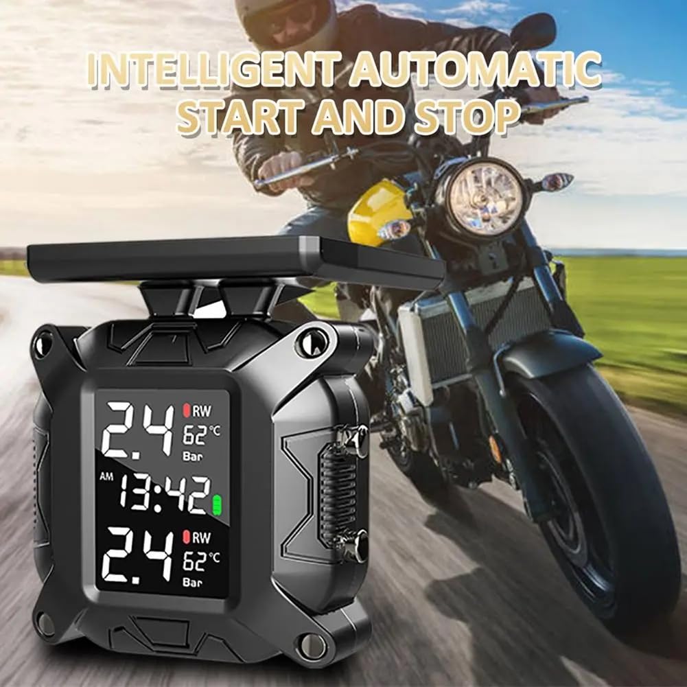 Moto TPMS Solar Power Tire Pressure Monitor in tempo reale di monitoraggio della pressione dei pneumatici Sensore di temperatura durevole