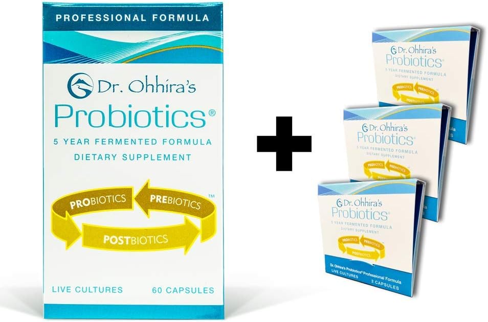 Dr. Ohhira's Probiotics Professional Formula - 60 Capsules with Bonus 3 Travel Size Samples (6 Capsules Bonus)