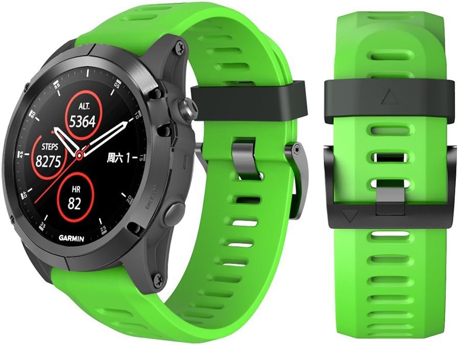 ANCOOL Compatible with Fenix 3 Bands 26mm Width Soft Silicone Watch Bands Replacement for Fenix 3/ Fenix 3hr/Fenix 5X/Fenix 5X Plus/Fenix 6X/Fenix 6X Pro/Fenix 7X Smartwatches (Green)