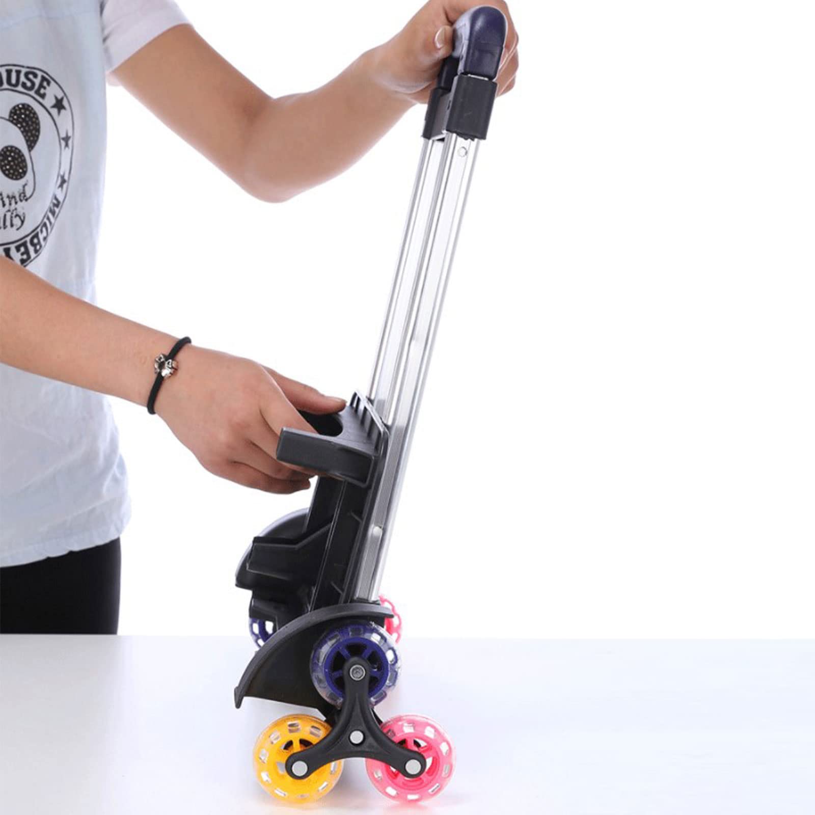 Chariot à Dos en Alliage d'Aluminium - 6 Roues Pliables pour Bagages, Sac à Dos, d'École et Animaux Domestiques