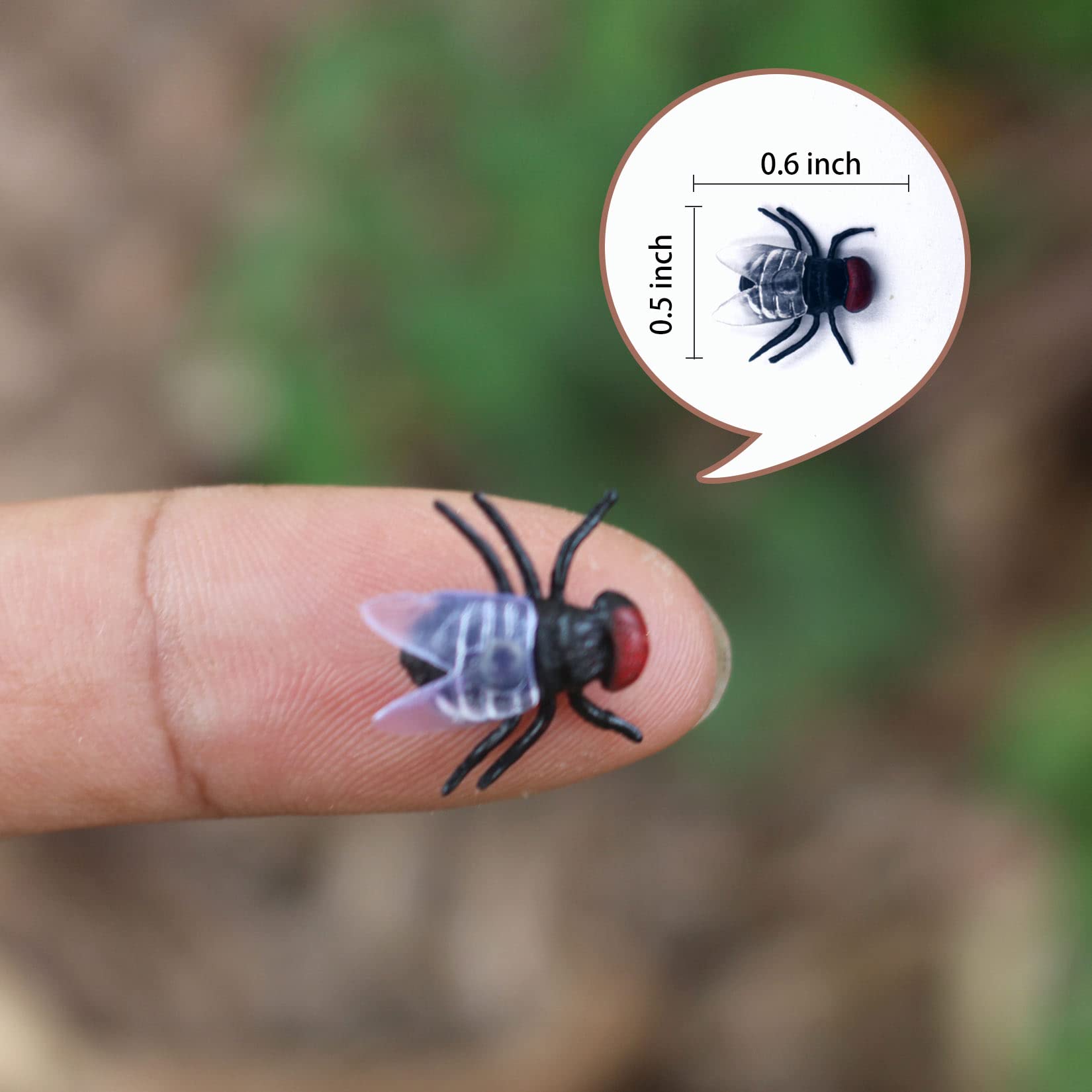 BEINME Fake Flies Halloween Crafts Fake Bugs Pranks Flies Plastic Bugs for Put On Fake Poop Real Laughs,Perfect Gag Gift (XS-Black), 0.6 x 0.5 x 0.157 inches