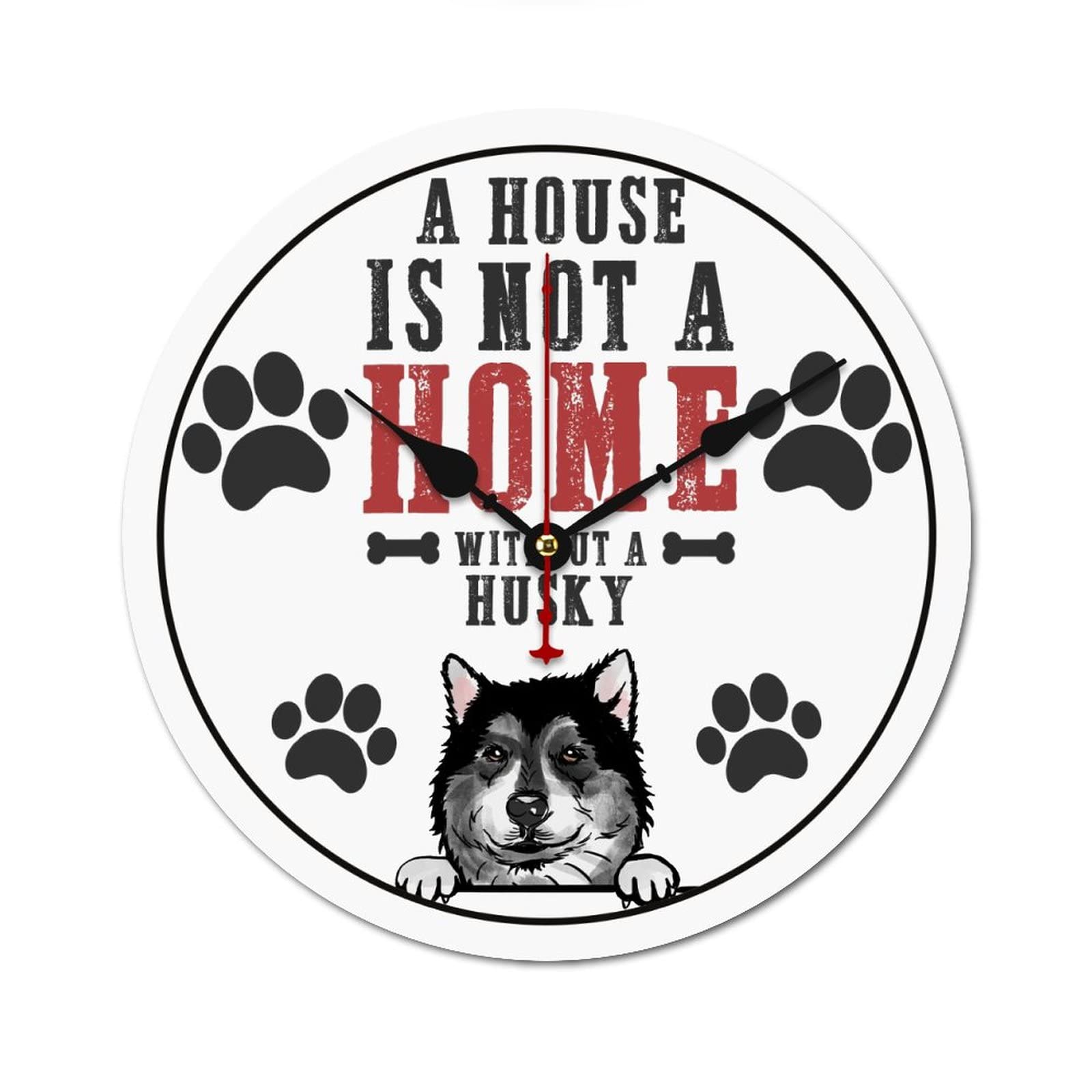Horloge murale silencieuse Husky, le cadeau décoratif idéal pour passionnés