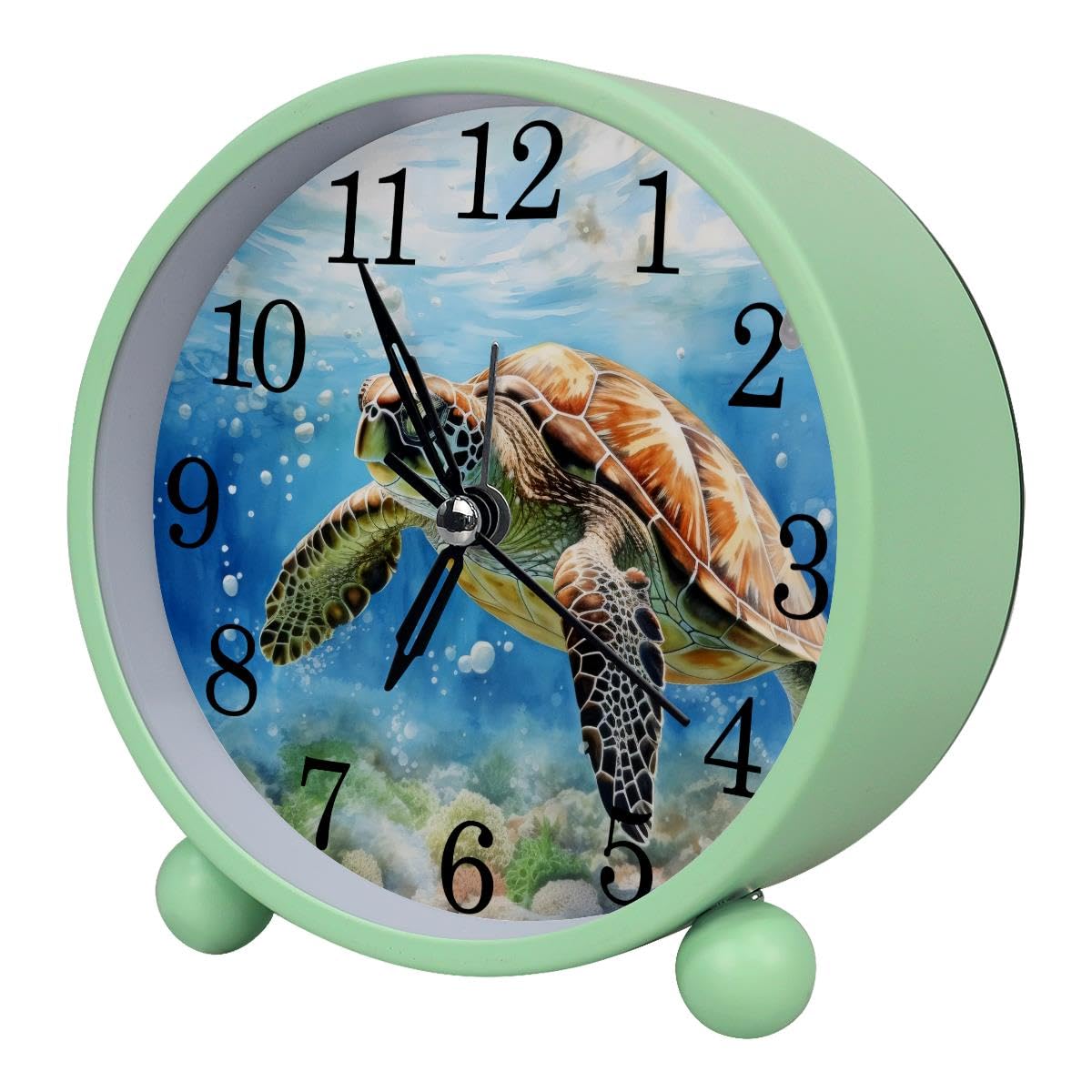 Alarm Clock Underwater Turtle Coral, Silent Non-Ticking with Night Light