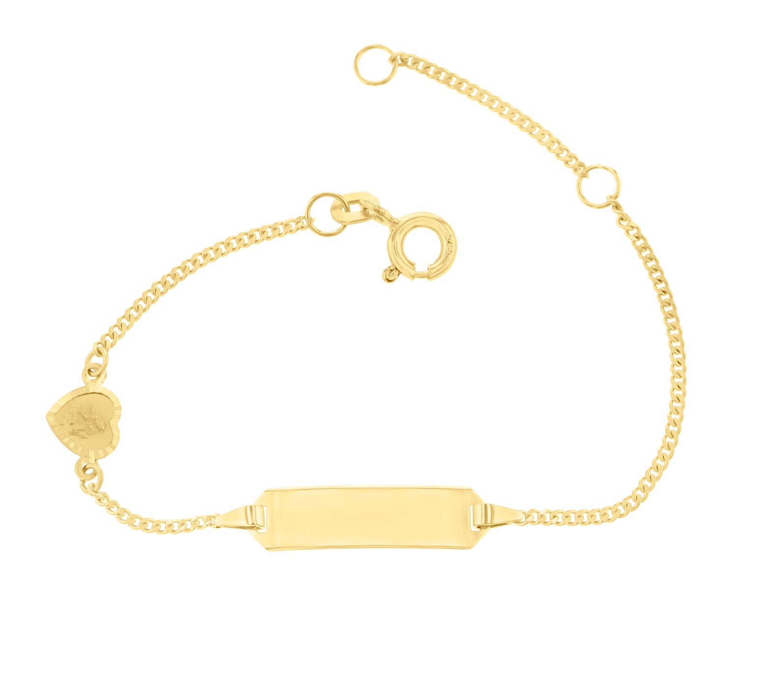 JC Schmuck 585 Gold Baby ID-Armband Kinder Goldarmband 14 cm mit Engel I Panzerflaches Armband mit Gravur I Gold Namensarmband I Babyarmband mit Namen I Kinderschmuck I 5.56049-99 -585
