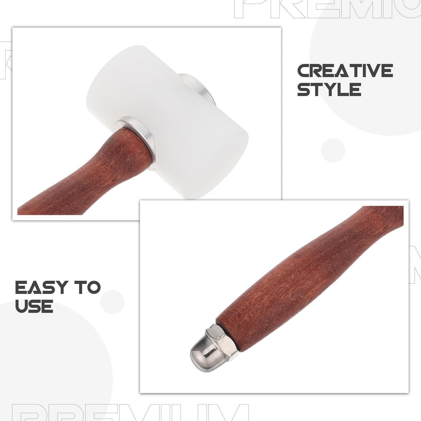 SHINEOFI 2 Piezas Martillo para Grabado Cuero con Mango de Madera Herramienta Manual para Artesanía y Costura de Cuero para Trabajos DIY y Proyectos Creativos