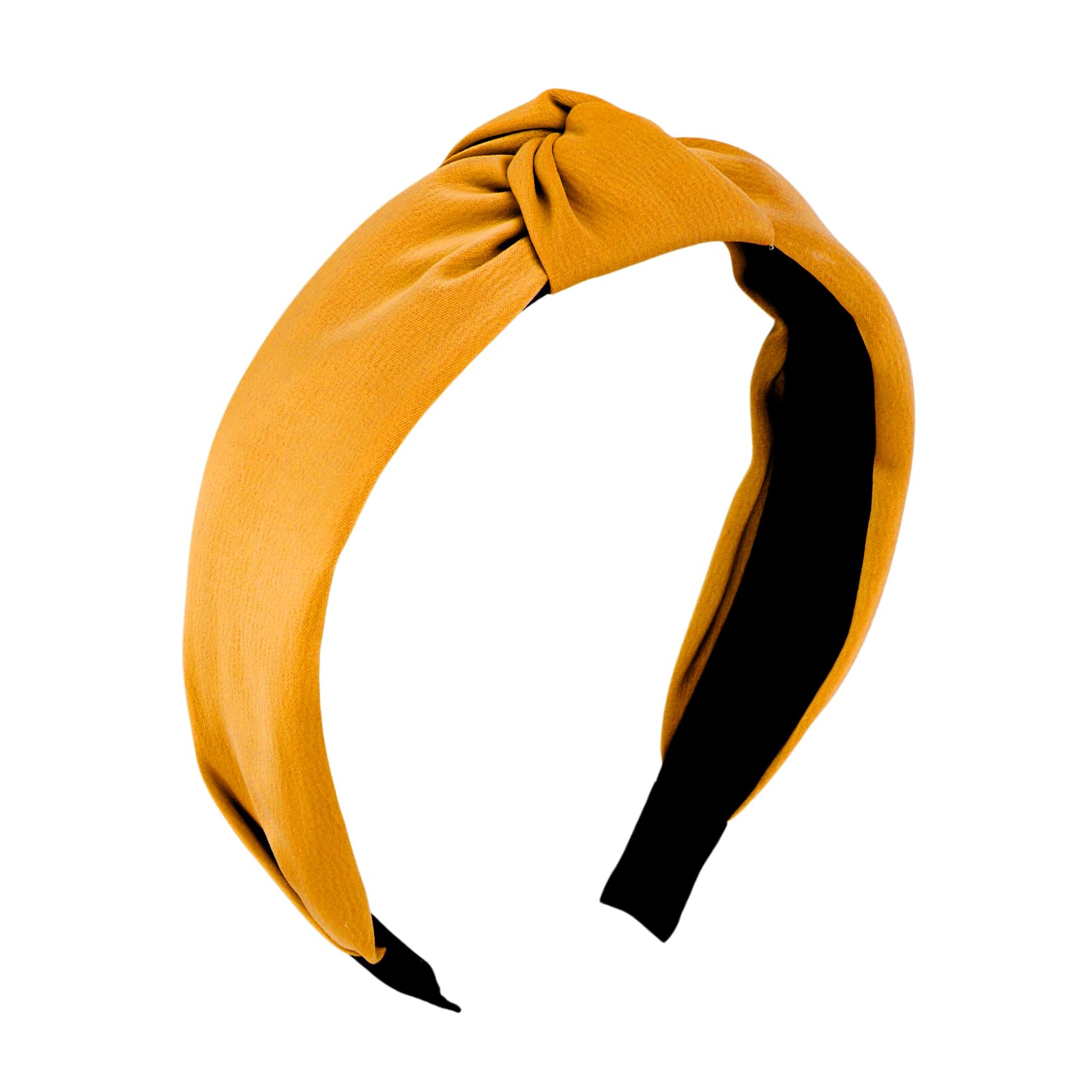Oblihumoy Headband Knotted Headband for Women Girls Non Slip Wide Fashion Headbands Cute Yellow Ginger Top Knot Hair Band Elastic Hair Accessories