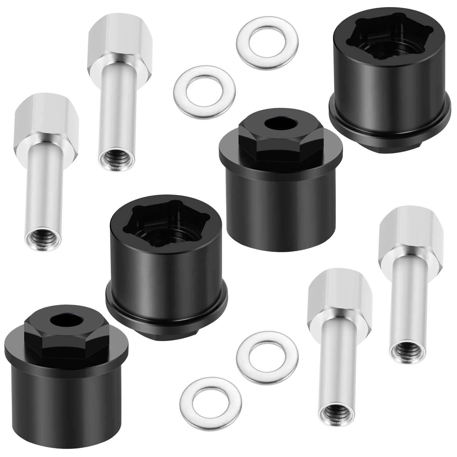 MORFUM 4Pcs Alloy 12mm Wheel Hex Hub Front Wheel Hex Adapter Extenders 15mm Offset Extension Hex Drive Adapter Combiner Coupler Conversion for 1/10 Tamiya Clod Buster 4×4×4 RC Car