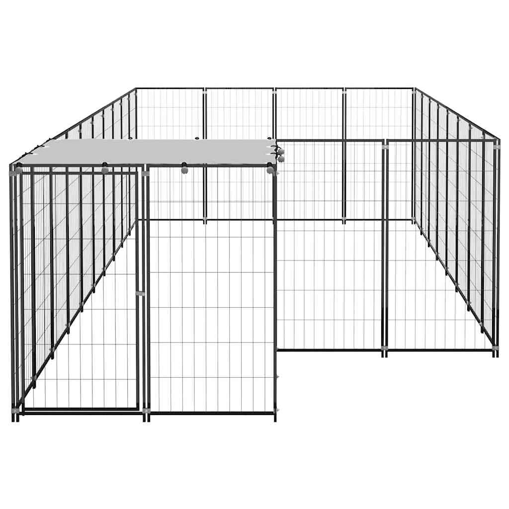 Cuccia per cani con tetto in acciaio, 550 x 220 x 110 cm | Ampio recinto per animali da giardino con robusta griglia in acciaio, tetto in polietilene e porta richiudibile per una
