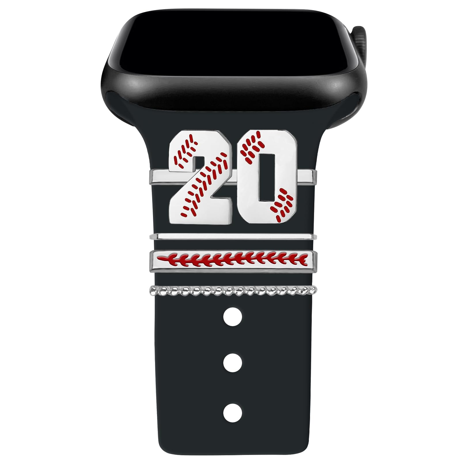 Baseball Number Watch Charms for Boy 00-30 Athletes Jersey Number Decorative Rings Loops Compatible with Apple Watch Accessories 45mm 44mm 42mm 41mm 40mm 38mm iWatch Series 8 7 6 5 4 3 2 1(No,-image-22