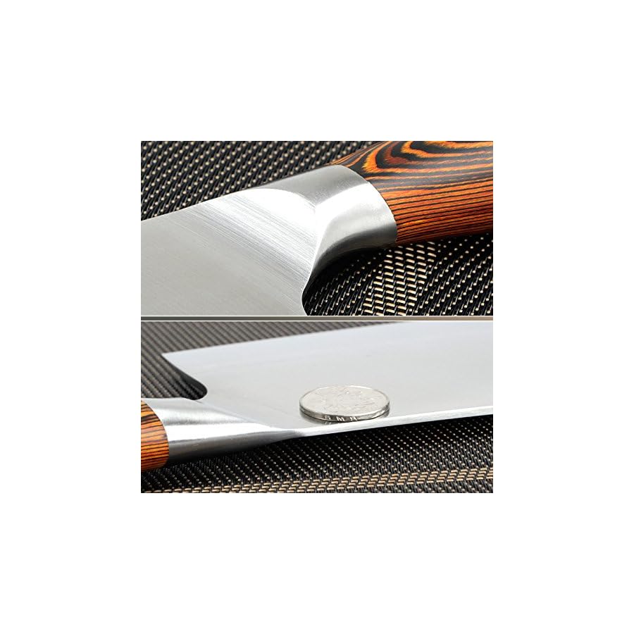 MSY BIGSUNNY 7Inch German Steel Bone Chopping Knife Cleaver Butcher Knife with Pakkawood Handle Multipurpose Use for Home Kitchen