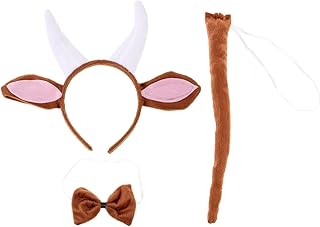 FOMIYES 1 Conjunto De Tiara De Chifre De Cabra Para Menina Bichinhos De Pelúcia Chifres De Cauda De Pelúcia Orelhas De Animais Conjunto De Cauda De Pano Tiara De Orelha De Animal Tiara De