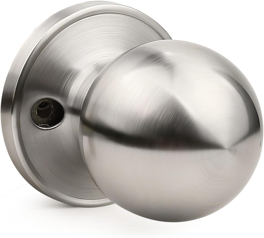 Knobonly 1 Pack Dummy Door Knobs Satin Nickel Finish Single Side Door Sets for Pull/Push Function