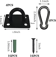 Vista 2 de MANSHU Ganchos de techo de acero inoxidable, ganchos de techo Almohadilla Ojos Placa Gancho de hardware marino con tornillos.