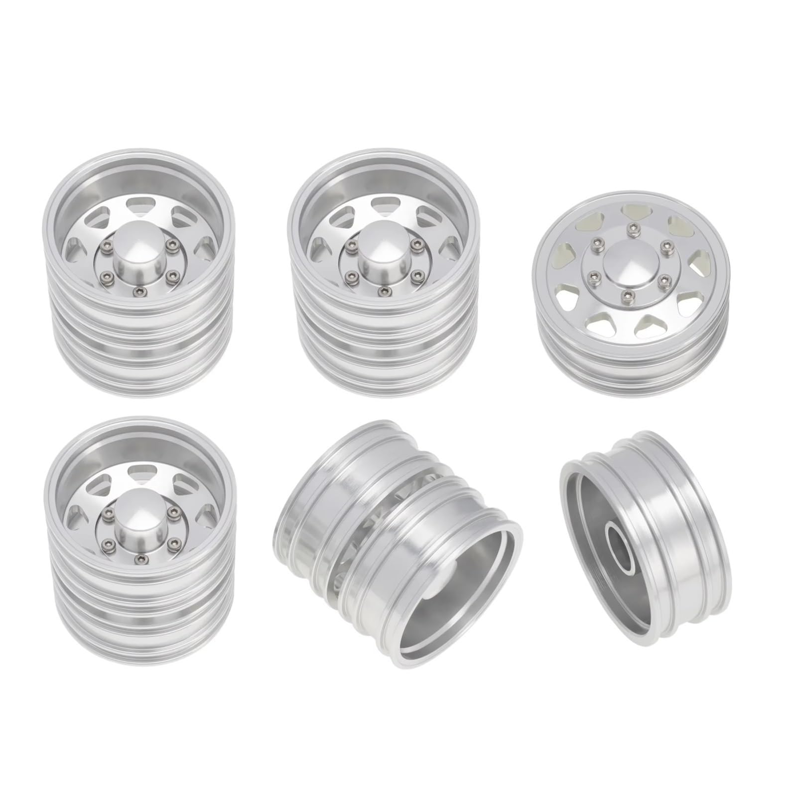 Auto RC Accessori per Tamiya 1/14 Trattore Rimorchio Camion Auto Parti di Aggiornamento 6 Pezzi Ruota Pneumatico Set Completo Mozzo Anteriore E Posteriore Metallo