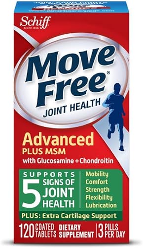Move Free Advanced Plus MSM, 120 tabletas - Suplemento de salud articular con glucosamina y condroitina (paquete de 12)