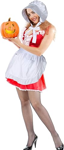 Miniatura 4 de SATINIOR Disfraz de peregrina de Halloween para mujer, delantal retro de cintura blanca con bolsillos para recuerdos de fiesta de Navidad