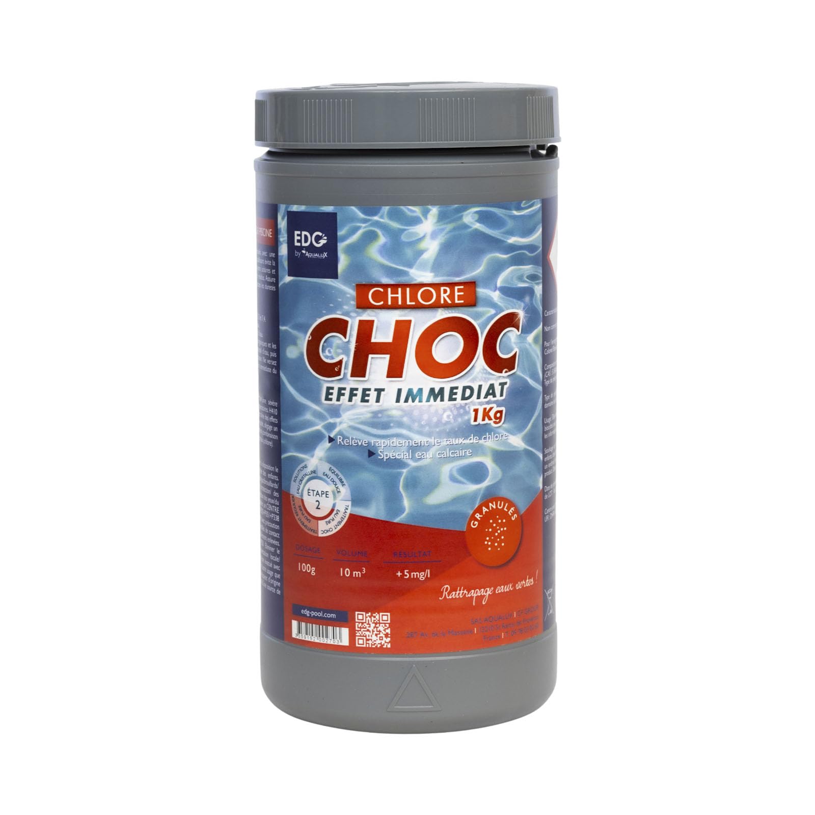 EDG EDENEA Chlorine Choc (Chlore Rapide) Piscine - Spécial Eau Verte - Effet Immédiat - Granulés - Boite 1 kg - Gamme by